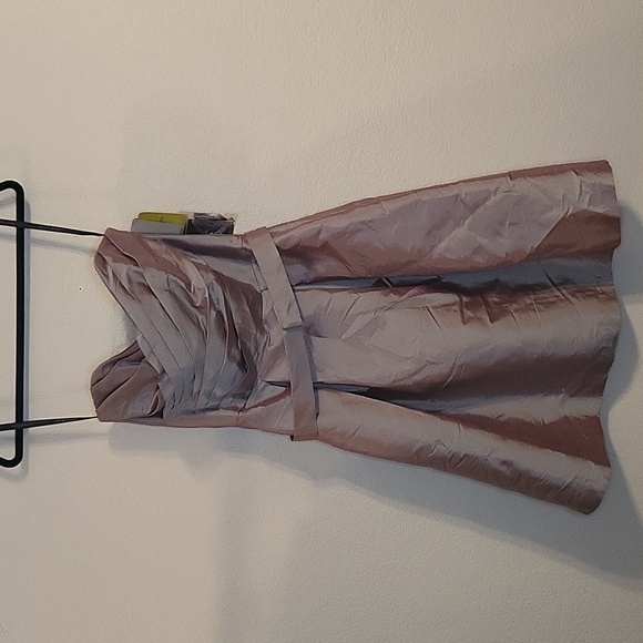 NWT Alfred Sung Iridescent Lt Grey Strapless Cocktail Dress Sz 10 Pockets, Belt - Picture 3 of 14